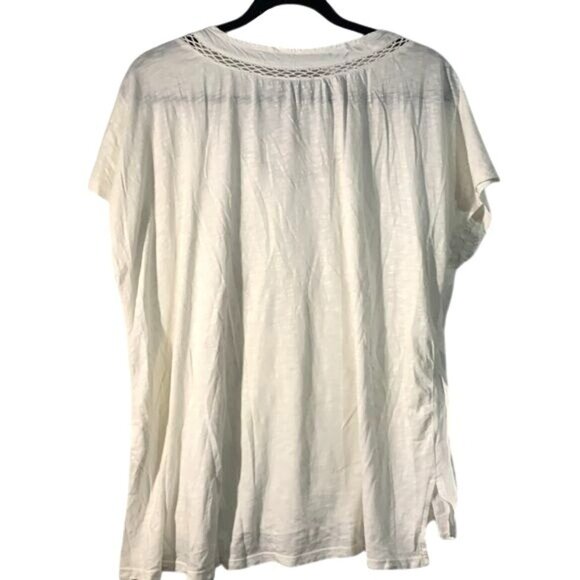 Gloria Vanderbilt Womens White Embroidered V-Neck Top L - Picture 9 of 11